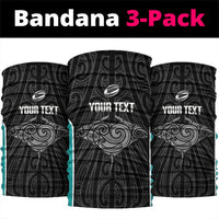 Custom New Zealand Stingray Oztag Neck Gaiter Tag Rugby Maori Pattern Black Version LT14 package One Size: 25*50cm Black - Polynesian Pride