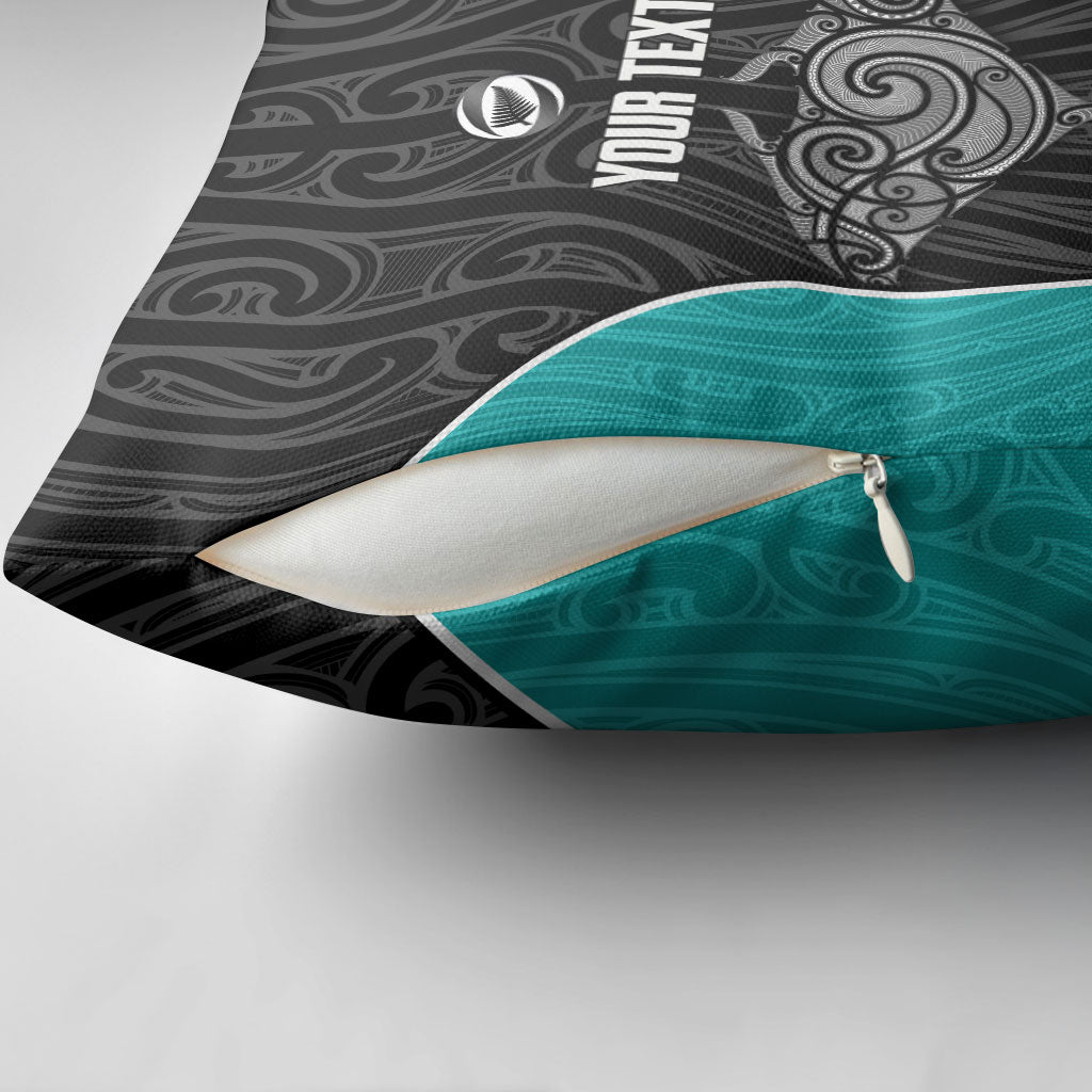 Custom New Zealand Stingray Oztag Pillow Cover Tag Rugby Maori Pattern Black Version LT14 - Polynesian Pride