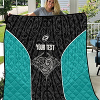 Custom New Zealand Stingray Oztag Quilt Tag Rugby Maori Pattern Black Version LT14 Black - Polynesian Pride