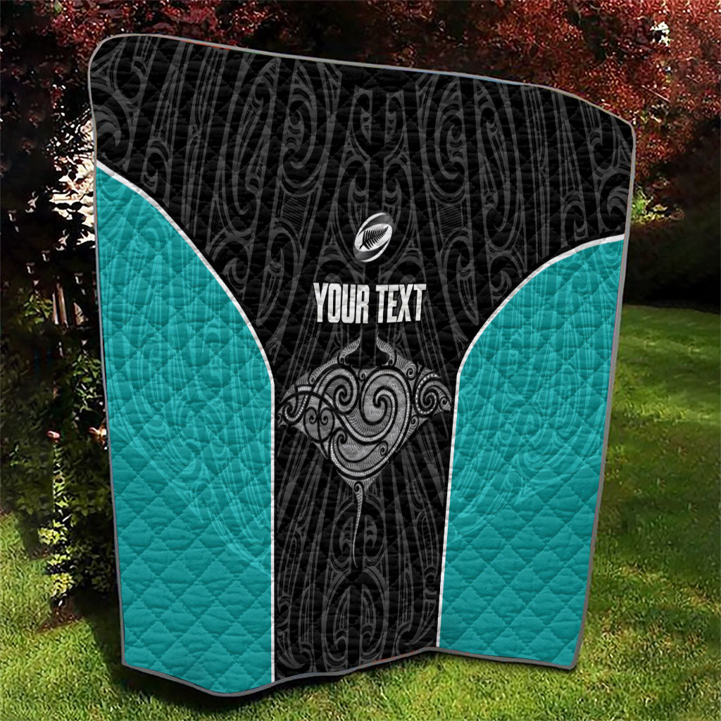 Custom New Zealand Stingray Oztag Quilt Tag Rugby Maori Pattern Black Version LT14 - Polynesian Pride
