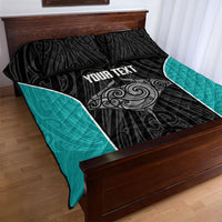 Custom New Zealand Stingray Oztag Quilt Bed Set Tag Rugby Maori Pattern Black Version LT14 - Polynesian Pride