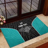 Custom New Zealand Stingray Oztag Rubber Doormat Tag Rugby Maori Pattern Black Version LT14 - Polynesian Pride