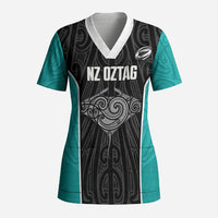 Custom New Zealand Stingray Oztag Scrub Top Tag Rugby Maori Pattern Black Version LT14 Adult Black - Polynesian Pride