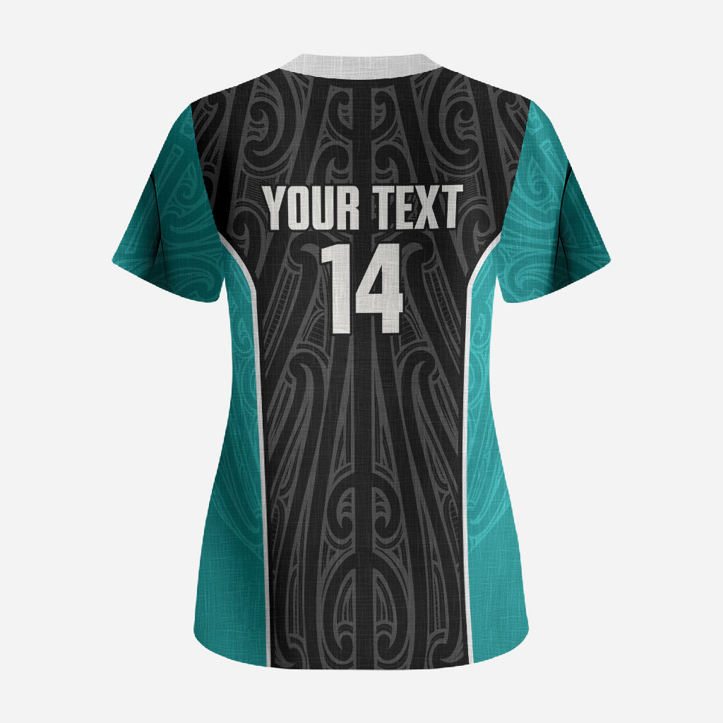 Custom New Zealand Stingray Oztag Scrub Top Tag Rugby Maori Pattern Black Version LT14 - Polynesian Pride