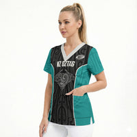 Custom New Zealand Stingray Oztag Scrub Top Tag Rugby Maori Pattern Black Version LT14 - Polynesian Pride