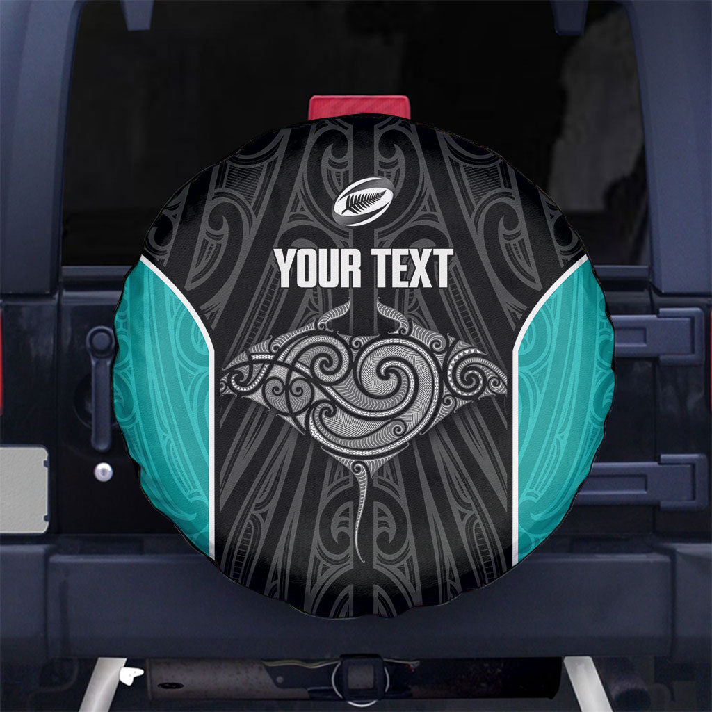 Custom New Zealand Stingray Oztag Spare Tire Cover Tag Rugby Maori Pattern Black Version LT14 No hole Black - Polynesian Pride