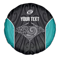 Custom New Zealand Stingray Oztag Spare Tire Cover Tag Rugby Maori Pattern Black Version LT14 - Polynesian Pride
