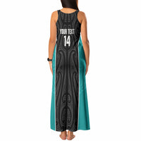 Custom New Zealand Stingray Oztag Tank Maxi Dress Tag Rugby Maori Pattern Black Version LT14 - Polynesian Pride
