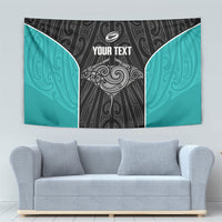 Custom New Zealand Stingray Oztag Tapestry Tag Rugby Maori Pattern Black Version LT14 - Polynesian Pride