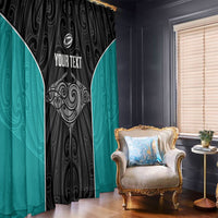 Custom New Zealand Stingray Oztag Window Curtain Tag Rugby Maori Pattern Black Version LT14 - Polynesian Pride