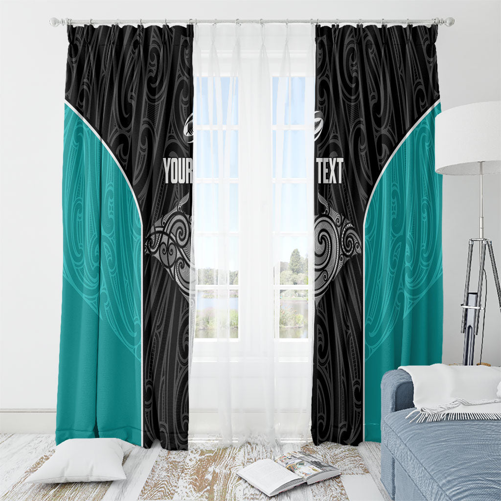 Custom New Zealand Stingray Oztag Window Curtain Tag Rugby Maori Pattern Black Version LT14 - Polynesian Pride
