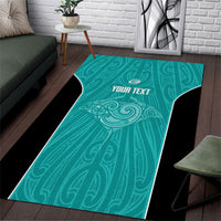 Custom New Zealand Stingray Oztag Area Rug Tag Rugby Maori Pattern Teal Version LT14 Teal - Polynesian Pride