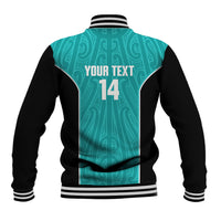 Custom New Zealand Stingray Oztag Baseball Jacket Tag Rugby Maori Pattern Teal Version LT14 - Polynesian Pride