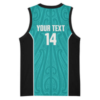 Custom New Zealand Stingray Oztag Basketball Jersey Tag Rugby Maori Pattern Teal Version LT14 - Polynesian Pride