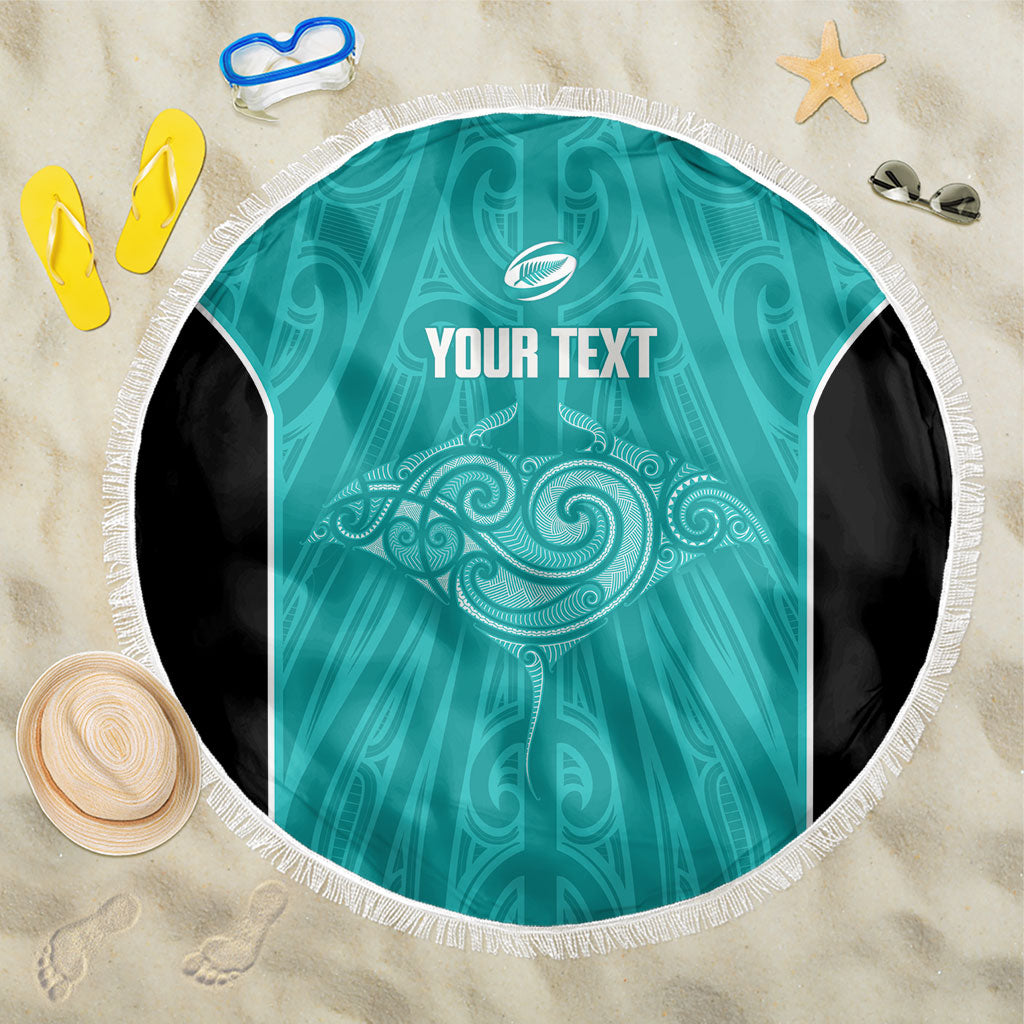Custom New Zealand Stingray Oztag Beach Blanket Tag Rugby Maori Pattern Teal Version LT14 One Size 150cm Teal - Polynesian Pride