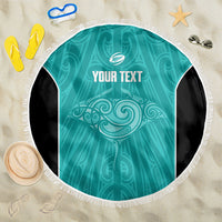 Custom New Zealand Stingray Oztag Beach Blanket Tag Rugby Maori Pattern Teal Version LT14 One Size 150cm Teal - Polynesian Pride