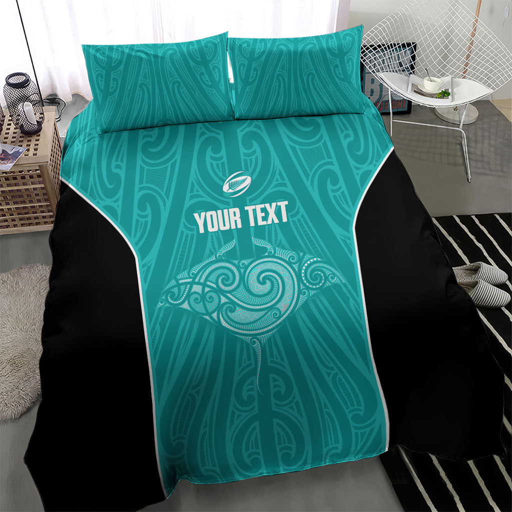 Custom New Zealand Stingray Oztag Bedding Set Tag Rugby Maori Pattern Teal Version LT14 - Polynesian Pride