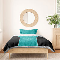 Custom New Zealand Stingray Oztag Bedding Set Tag Rugby Maori Pattern Teal Version LT14 - Polynesian Pride