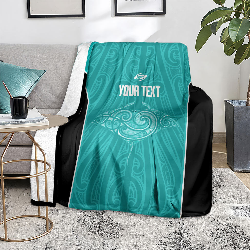 Custom New Zealand Stingray Oztag Blanket Tag Rugby Maori Pattern Teal Version LT14 - Polynesian Pride
