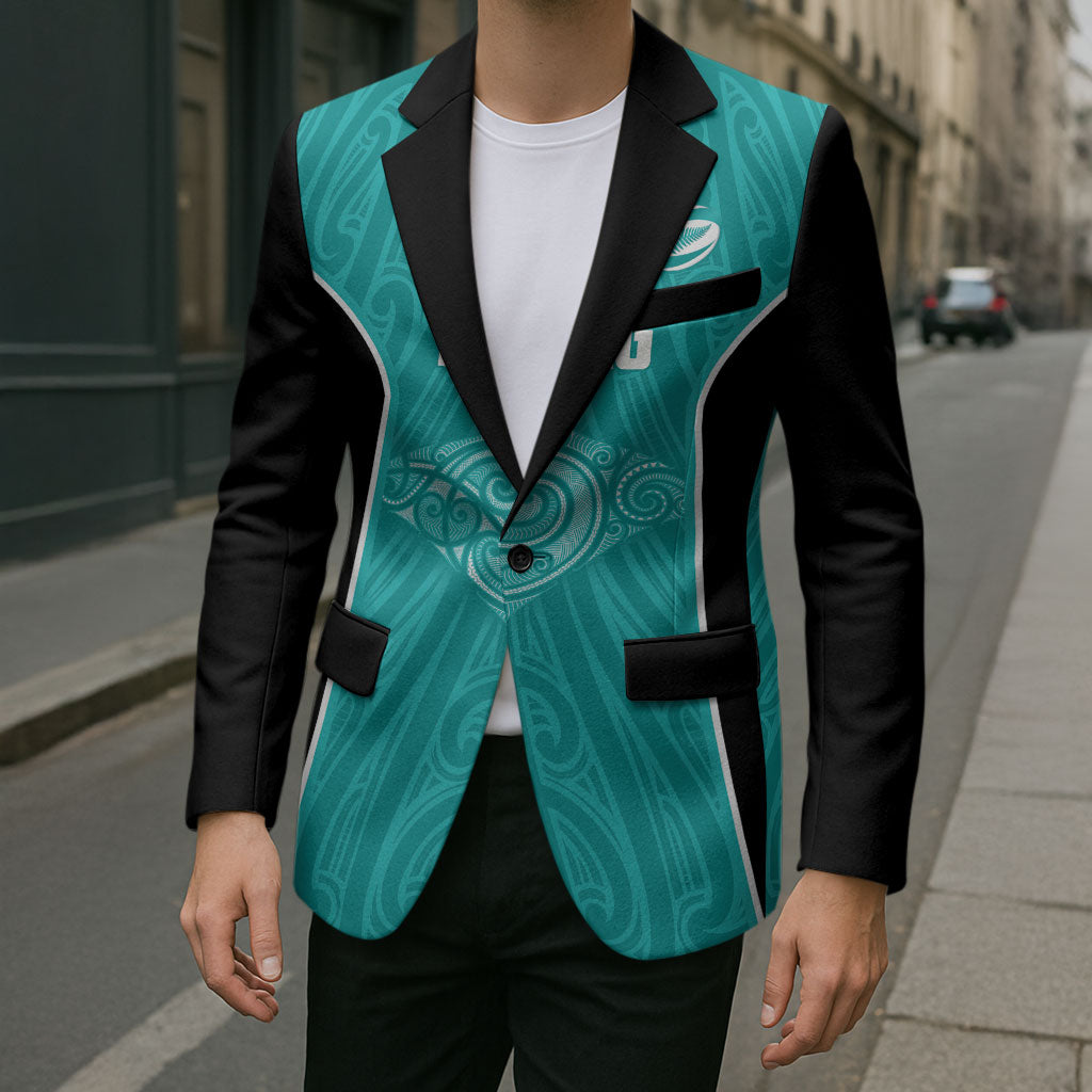 Custom New Zealand Stingray Oztag Blazer Tag Rugby Maori Pattern Teal Version LT14 - Polynesian Pride