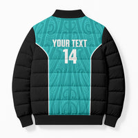 Custom New Zealand Stingray Oztag Bomber Puffer Jacket Tag Rugby Maori Pattern Teal Version LT14 - Polynesian Pride