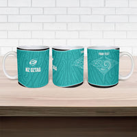 Custom New Zealand Stingray Oztag Ceramic Mug Tag Rugby Maori Pattern Teal Version LT14 - Polynesian Pride