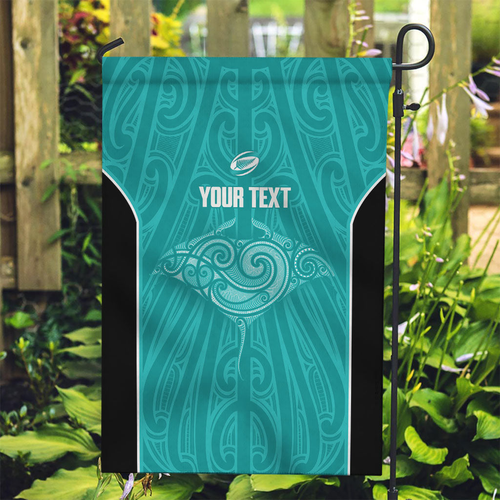 Custom New Zealand Stingray Oztag Garden Flag Tag Rugby Maori Pattern Teal Version LT14 Garden Flag Teal - Polynesian Pride