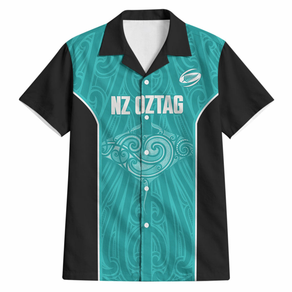Custom New Zealand Stingray Oztag Hawaiian Shirt Tag Rugby Maori Pattern Teal Version LT14 Teal - Polynesian Pride