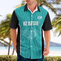 Custom New Zealand Stingray Oztag Hawaiian Shirt Tag Rugby Maori Pattern Teal Version LT14 - Polynesian Pride