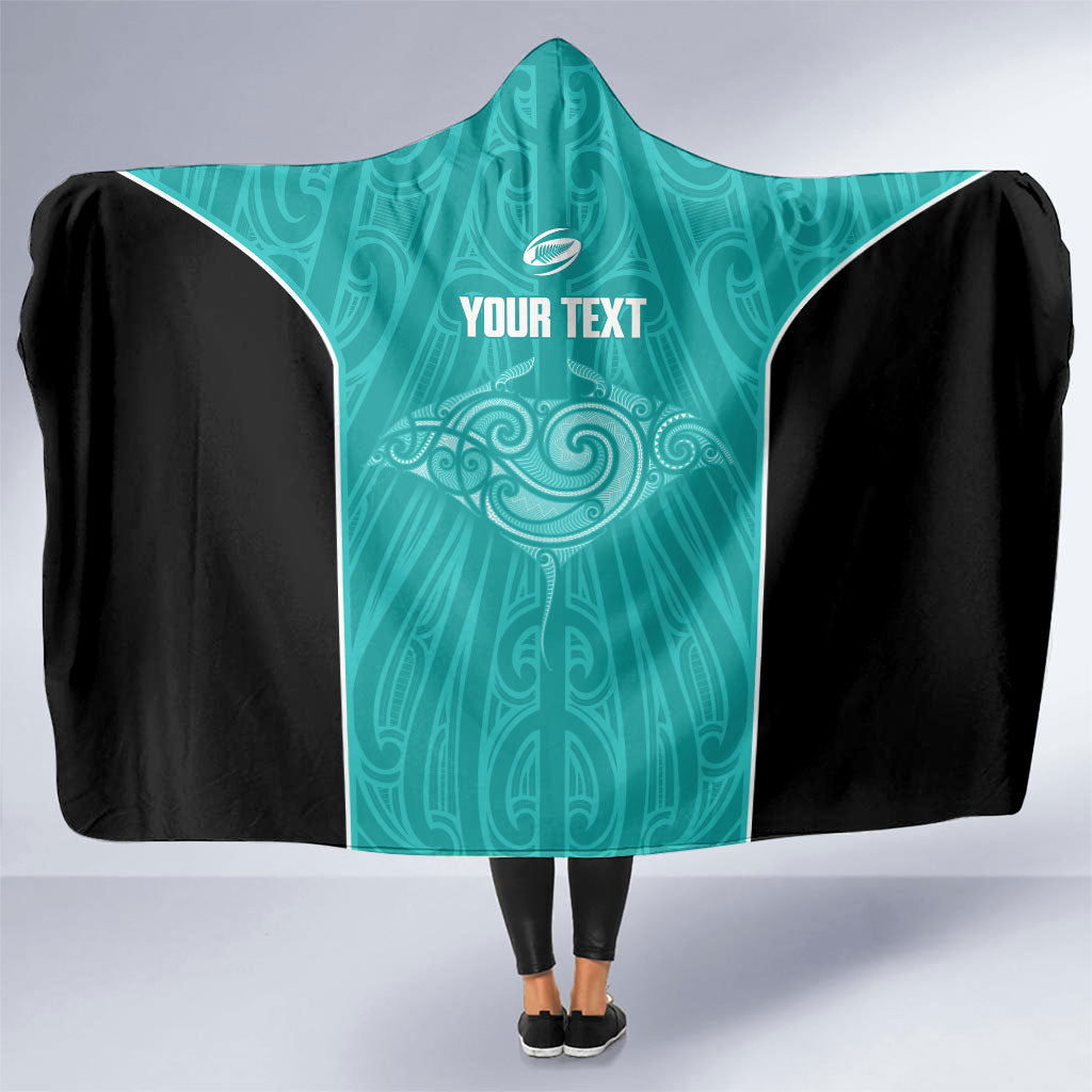 Custom New Zealand Stingray Oztag Hooded Blanket Tag Rugby Maori Pattern Teal Version LT14 One Size Teal - Polynesian Pride