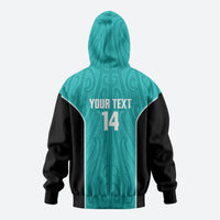 Custom New Zealand Stingray Oztag Hoodie Tag Rugby Maori Pattern Teal Version LT14 - Polynesian Pride