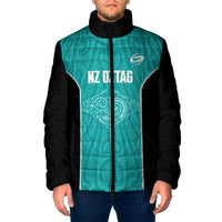 Custom New Zealand Stingray Oztag Padded Jacket Tag Rugby Maori Pattern Teal Version LT14 Men Teal - Polynesian Pride