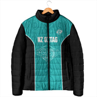 Custom New Zealand Stingray Oztag Padded Jacket Tag Rugby Maori Pattern Teal Version LT14 - Polynesian Pride