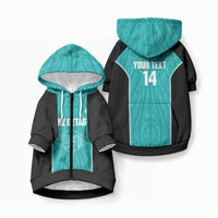 Custom New Zealand Stingray Oztag Pet Hoodie Tag Rugby Maori Pattern Teal Version LT14 Zip-up Teal - Polynesian Pride