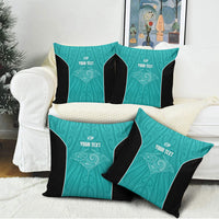 Custom New Zealand Stingray Oztag Pillow Cover Tag Rugby Maori Pattern Teal Version LT14 - Polynesian Pride