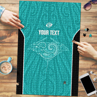 Custom New Zealand Stingray Oztag Puzzle Tag Rugby Maori Pattern Teal Version LT14 Teal - Polynesian Pride