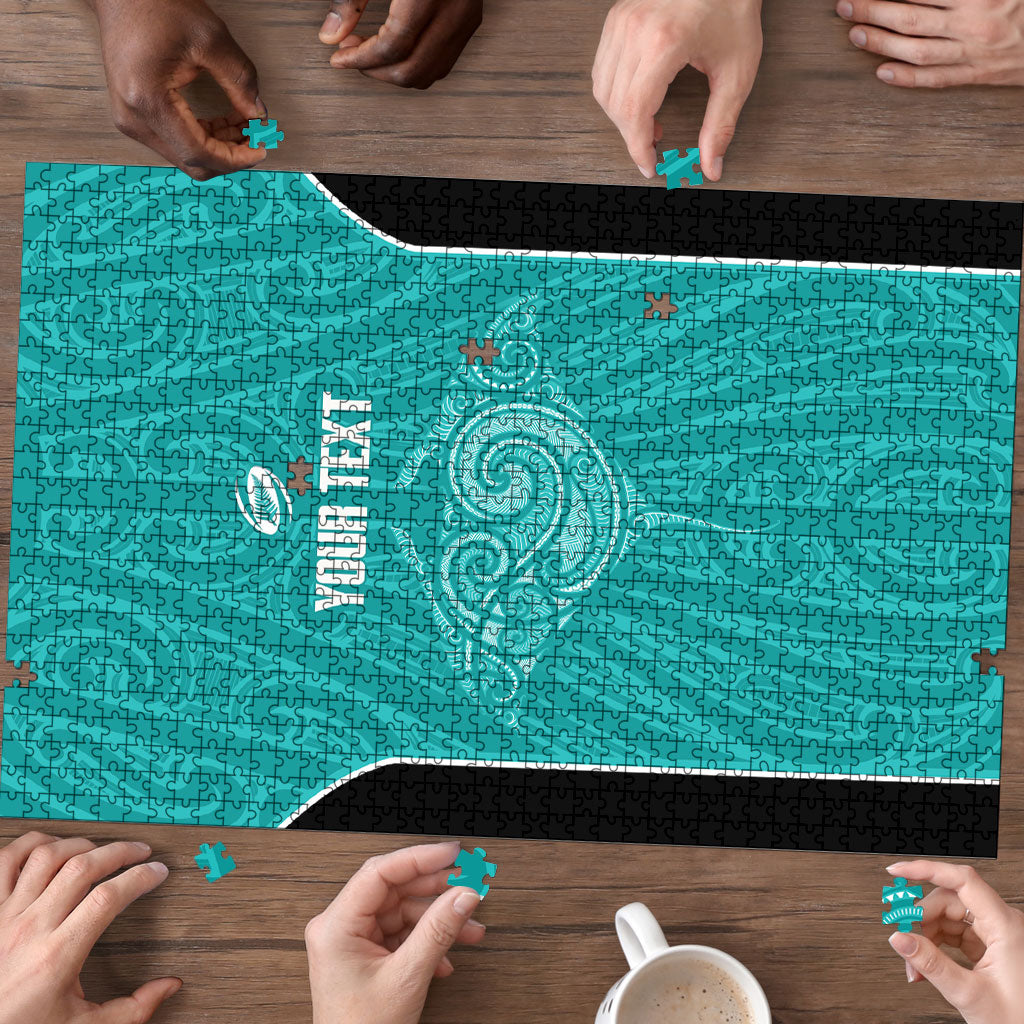 Custom New Zealand Stingray Oztag Puzzle Tag Rugby Maori Pattern Teal Version LT14 - Polynesian Pride
