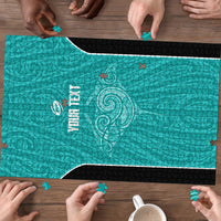 Custom New Zealand Stingray Oztag Puzzle Tag Rugby Maori Pattern Teal Version LT14 - Polynesian Pride