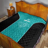 Custom New Zealand Stingray Oztag Quilt Tag Rugby Maori Pattern Teal Version LT14 - Polynesian Pride