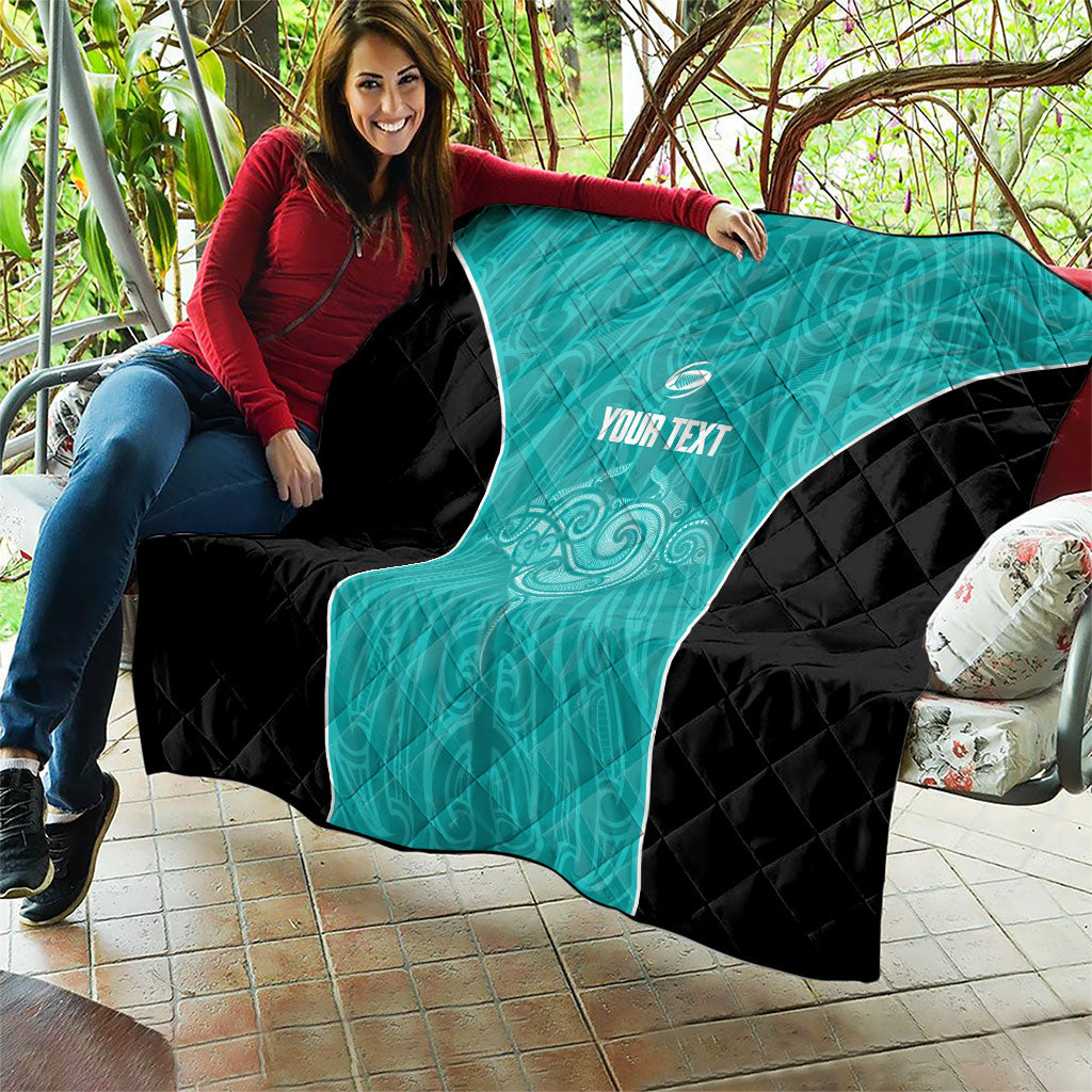 Custom New Zealand Stingray Oztag Quilt Tag Rugby Maori Pattern Teal Version LT14 - Polynesian Pride