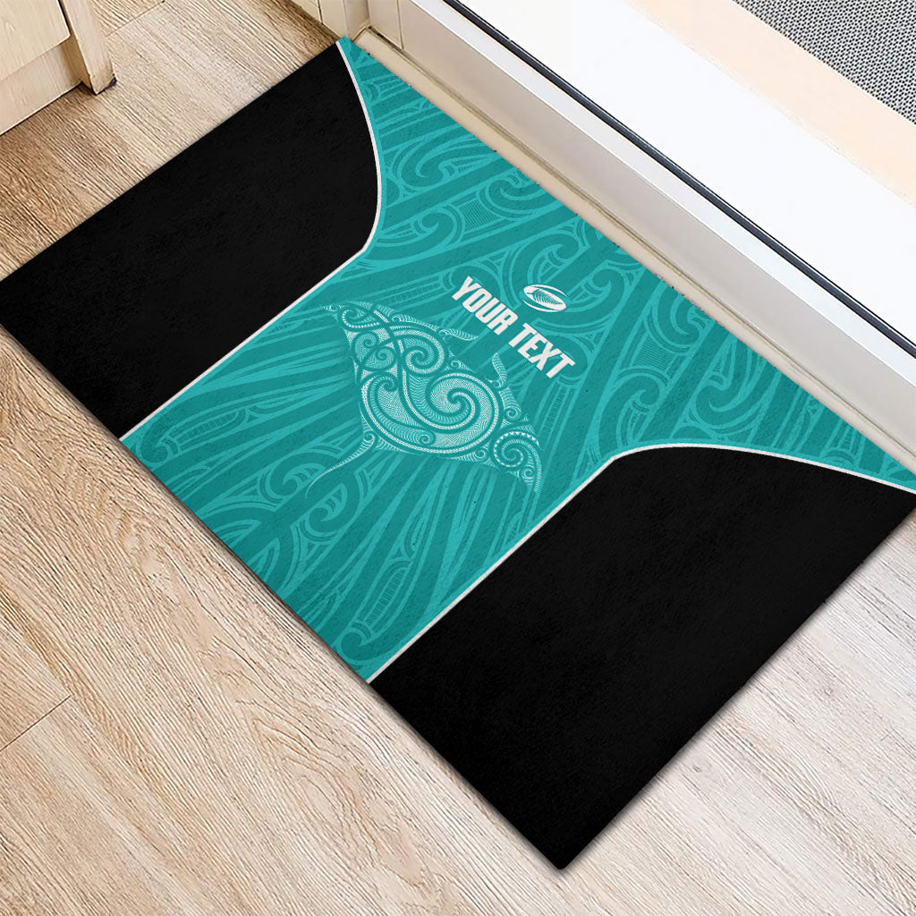 Custom New Zealand Stingray Oztag Rubber Doormat Tag Rugby Maori Pattern Teal Version LT14 - Polynesian Pride