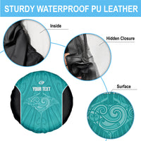 Custom New Zealand Stingray Oztag Spare Tire Cover Tag Rugby Maori Pattern Teal Version LT14 - Polynesian Pride