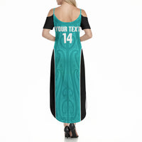 Custom New Zealand Stingray Oztag Summer Maxi Dress Tag Rugby Maori Pattern Teal Version LT14 - Polynesian Pride