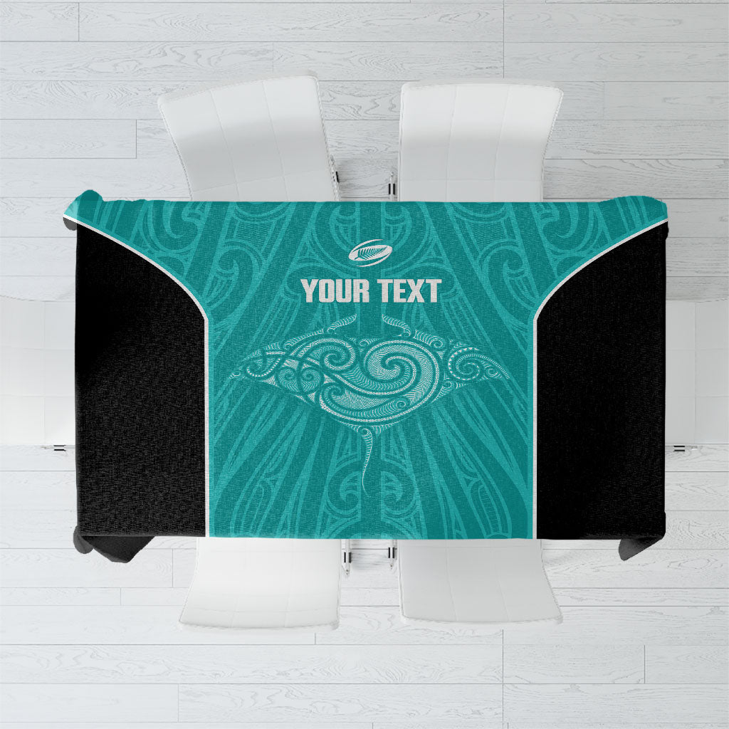 Custom New Zealand Stingray Oztag Tablecloth Tag Rugby Maori Pattern Teal Version LT14 Teal - Polynesian Pride