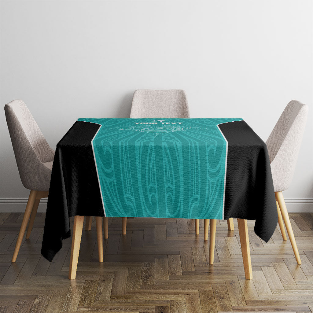 Custom New Zealand Stingray Oztag Tablecloth Tag Rugby Maori Pattern Teal Version LT14 - Polynesian Pride