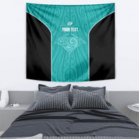 Custom New Zealand Stingray Oztag Tapestry Tag Rugby Maori Pattern Teal Version LT14 - Polynesian Pride