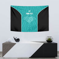 Custom New Zealand Stingray Oztag Tapestry Tag Rugby Maori Pattern Teal Version LT14 - Polynesian Pride
