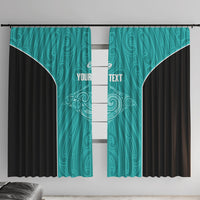Custom New Zealand Stingray Oztag Window Curtain Tag Rugby Maori Pattern Teal Version LT14 With Hooks Teal - Polynesian Pride