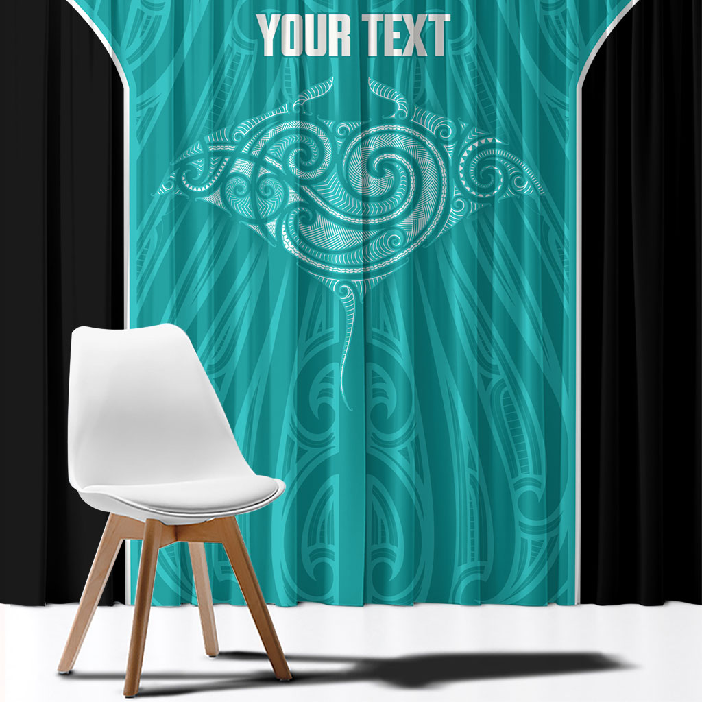 Custom New Zealand Stingray Oztag Window Curtain Tag Rugby Maori Pattern Teal Version LT14 - Polynesian Pride