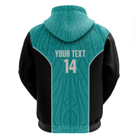 Custom New Zealand Stingray Oztag Zip Hoodie Tag Rugby Maori Pattern Teal Version LT14 - Polynesian Pride